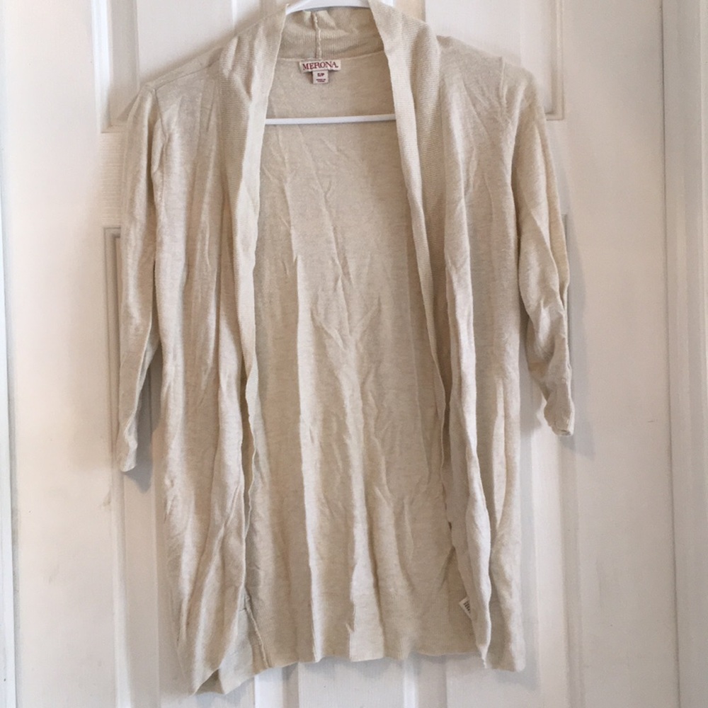 Cream 3/4 sleeve cardigan